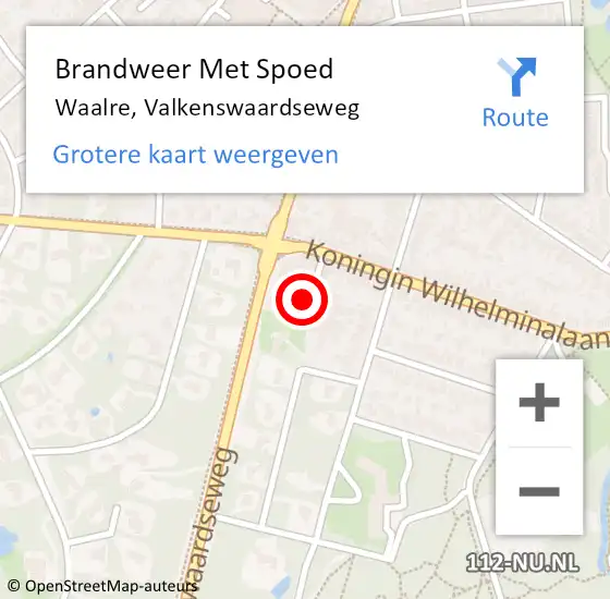 Locatie op kaart van de 112 melding: Brandweer Met Spoed Naar Waalre, Valkenswaardseweg op 25 oktober 2023 14:02