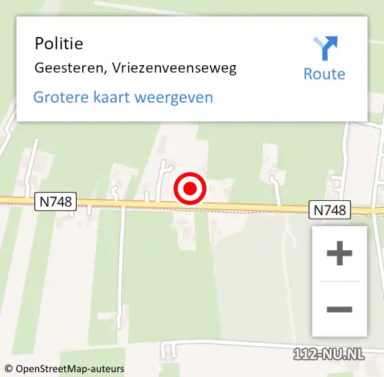 Locatie op kaart van de 112 melding: Politie Geesteren, Vriezenveenseweg op 25 oktober 2023 14:52