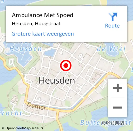 Locatie op kaart van de 112 melding: Ambulance Met Spoed Naar Heusden, Hoogstraat op 12 september 2014 18:57
