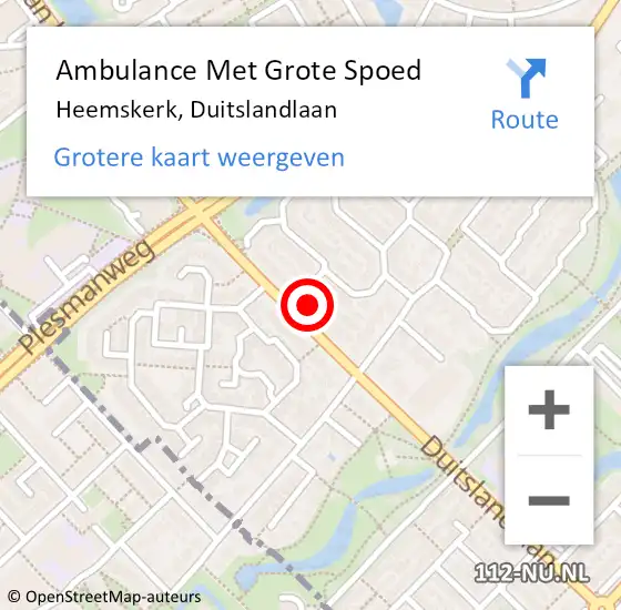 Locatie op kaart van de 112 melding: Ambulance Met Grote Spoed Naar Heemskerk, Duitslandlaan op 25 oktober 2023 16:37