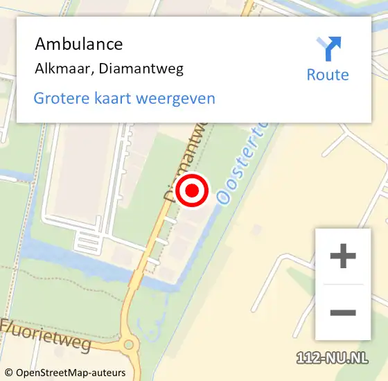 Locatie op kaart van de 112 melding: Ambulance Alkmaar, Diamantweg op 25 oktober 2023 16:50