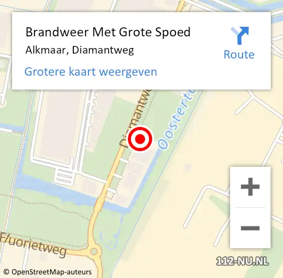 Locatie op kaart van de 112 melding: Brandweer Met Grote Spoed Naar Alkmaar, Diamantweg op 25 oktober 2023 16:51