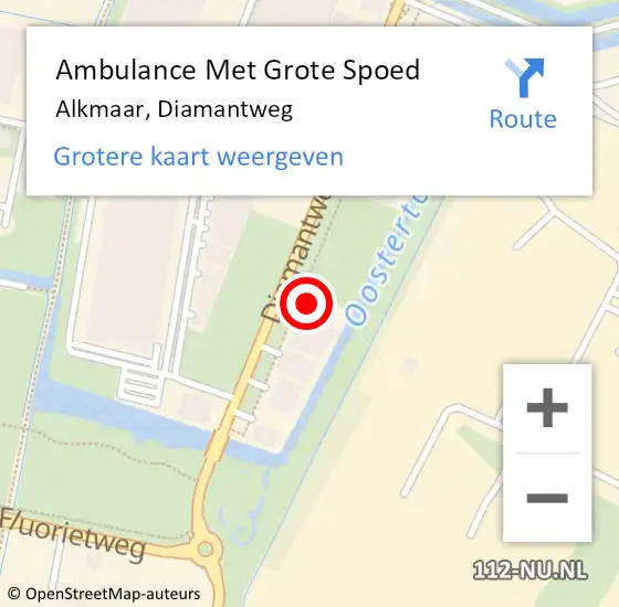 Locatie op kaart van de 112 melding: Ambulance Met Grote Spoed Naar Alkmaar, Diamantweg op 25 oktober 2023 16:51