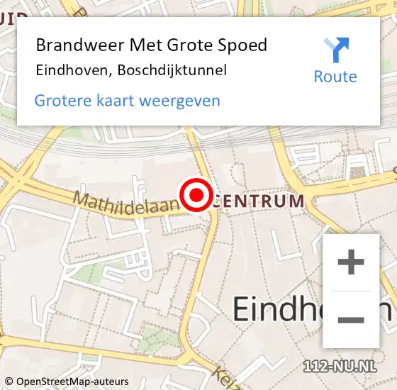 Locatie op kaart van de 112 melding: Brandweer Met Grote Spoed Naar Eindhoven, Boschdijktunnel op 25 oktober 2023 16:56