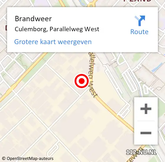 Locatie op kaart van de 112 melding: Brandweer Culemborg, Parallelweg West op 25 oktober 2023 18:05