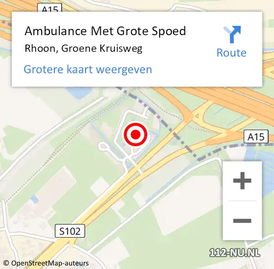 Locatie op kaart van de 112 melding: Ambulance Met Grote Spoed Naar Rhoon, Groene Kruisweg op 25 oktober 2023 19:11