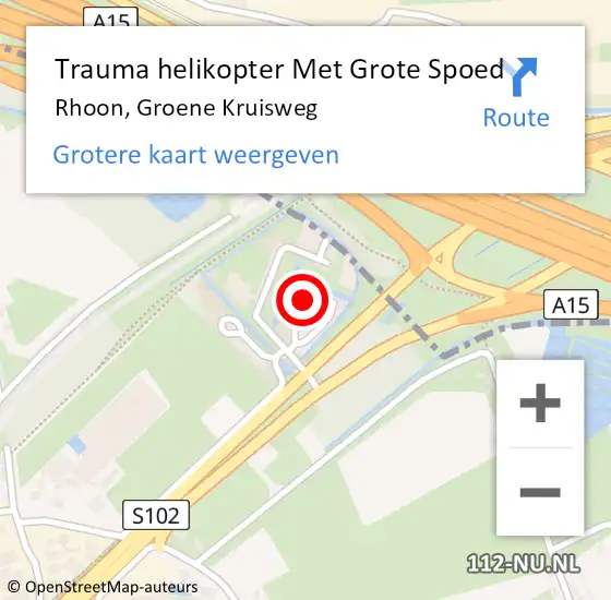 Locatie op kaart van de 112 melding: Trauma helikopter Met Grote Spoed Naar Rhoon, Groene Kruisweg op 25 oktober 2023 19:12