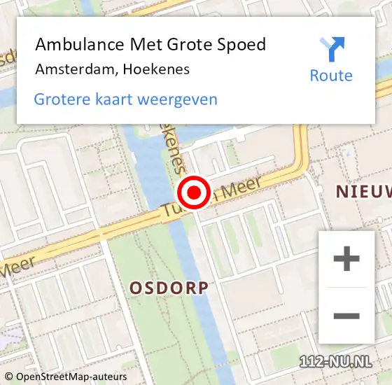 Locatie op kaart van de 112 melding: Ambulance Met Grote Spoed Naar Amsterdam, Hoekenes op 25 oktober 2023 20:11