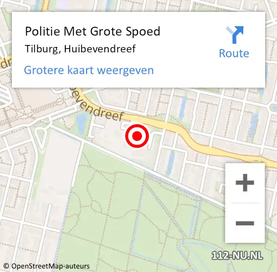 Locatie op kaart van de 112 melding: Politie Met Grote Spoed Naar Tilburg, Huibevendreef op 25 oktober 2023 22:53