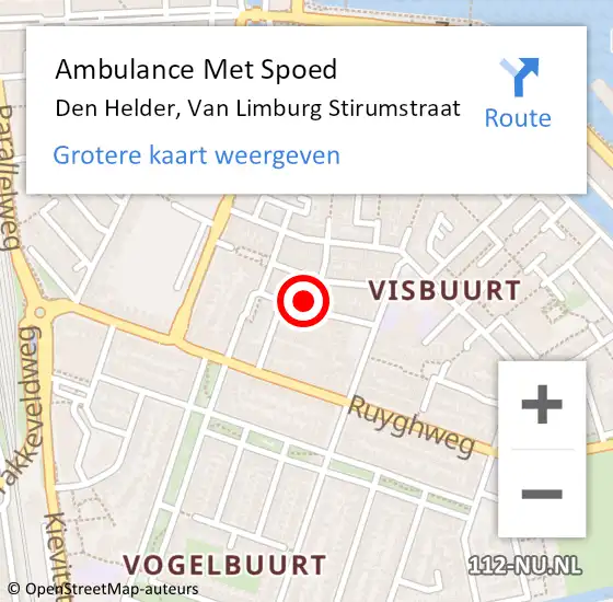 Locatie op kaart van de 112 melding: Ambulance Met Spoed Naar Den Helder, Van Limburg Stirumstraat op 25 oktober 2023 23:08