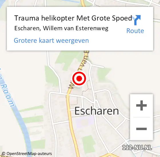 Locatie op kaart van de 112 melding: Trauma helikopter Met Grote Spoed Naar Escharen, Willem van Esterenweg op 25 oktober 2023 23:45