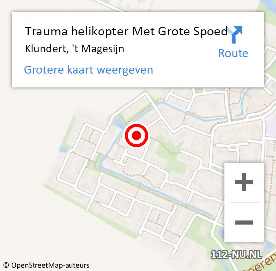 Locatie op kaart van de 112 melding: Trauma helikopter Met Grote Spoed Naar Klundert, 't Magesijn op 26 oktober 2023 00:23
