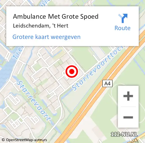 Locatie op kaart van de 112 melding: Ambulance Met Grote Spoed Naar Leidschendam, 't Hert op 26 oktober 2023 07:03