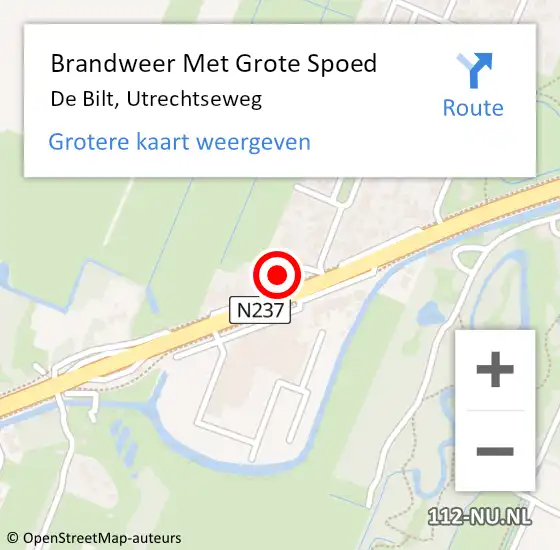 Locatie op kaart van de 112 melding: Brandweer Met Grote Spoed Naar De Bilt, Utrechtseweg op 26 oktober 2023 07:55