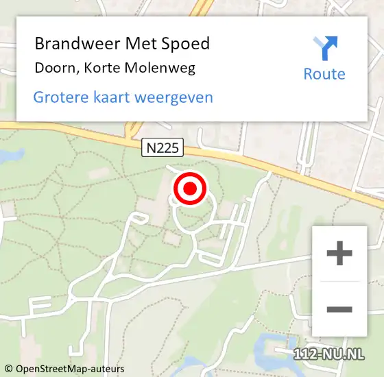 Locatie op kaart van de 112 melding: Brandweer Met Spoed Naar Doorn, Korte Molenweg op 26 oktober 2023 08:13