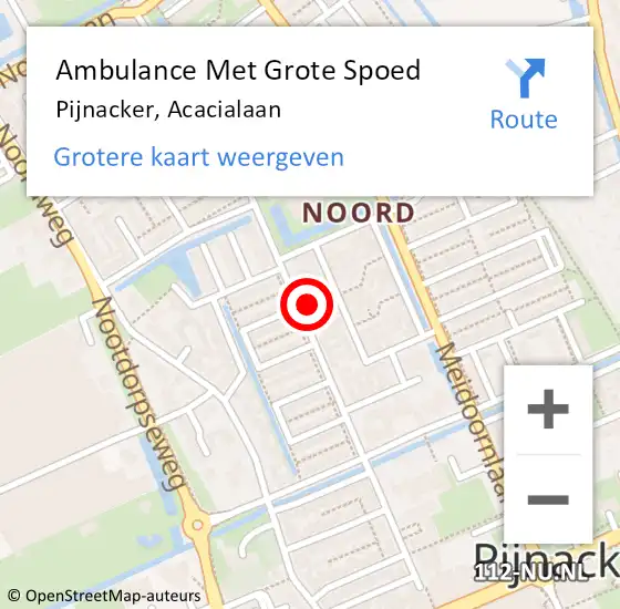 Locatie op kaart van de 112 melding: Ambulance Met Grote Spoed Naar Pijnacker, Acacialaan op 26 oktober 2023 09:24