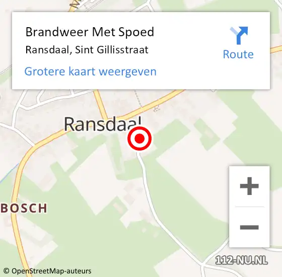 Locatie op kaart van de 112 melding: Brandweer Met Spoed Naar Ransdaal, Sint Gillisstraat op 26 oktober 2023 09:49