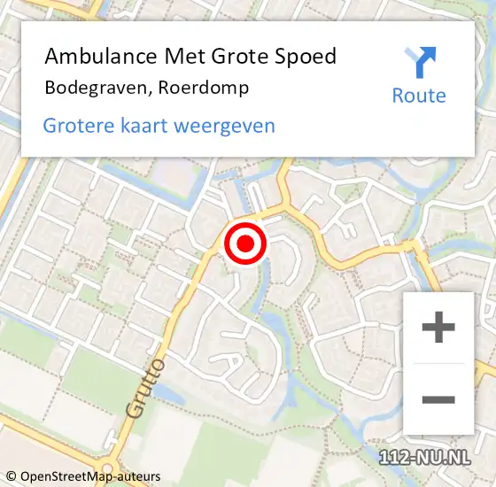 Locatie op kaart van de 112 melding: Ambulance Met Grote Spoed Naar Bodegraven, Roerdomp op 26 oktober 2023 10:34