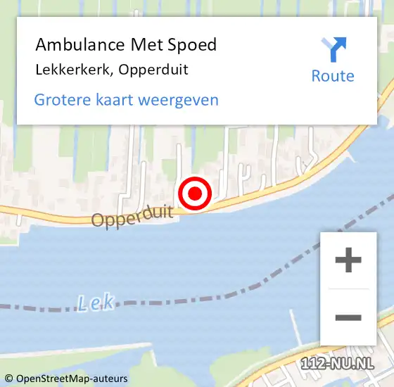 Locatie op kaart van de 112 melding: Ambulance Met Spoed Naar Lekkerkerk, Opperduit op 26 oktober 2023 10:52