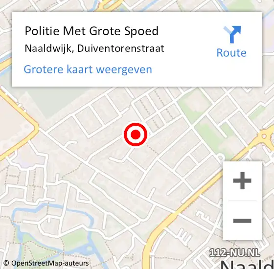 Locatie op kaart van de 112 melding: Politie Met Grote Spoed Naar Naaldwijk, Duiventorenstraat op 26 oktober 2023 12:47
