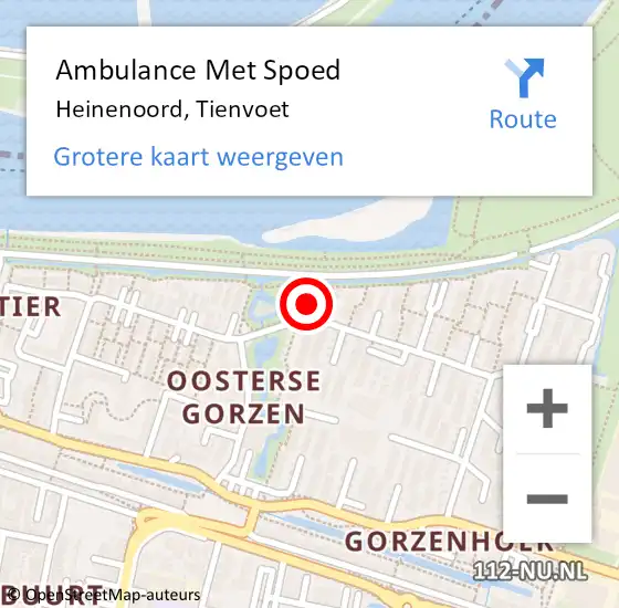 Locatie op kaart van de 112 melding: Ambulance Met Spoed Naar Heinenoord, Tienvoet op 26 oktober 2023 13:10