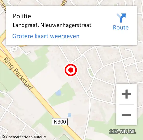 Locatie op kaart van de 112 melding: Politie Landgraaf, Nieuwenhagerstraat op 26 oktober 2023 13:51