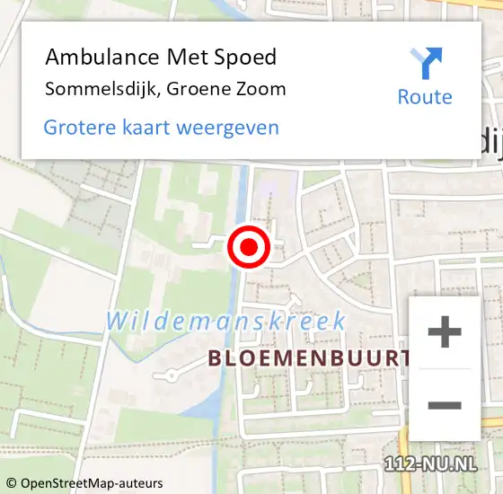 Locatie op kaart van de 112 melding: Ambulance Met Spoed Naar Sommelsdijk, Groene Zoom op 26 oktober 2023 13:57