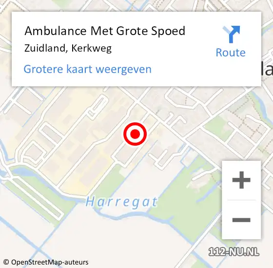 Locatie op kaart van de 112 melding: Ambulance Met Grote Spoed Naar Zuidland, Kerkweg op 26 oktober 2023 14:26
