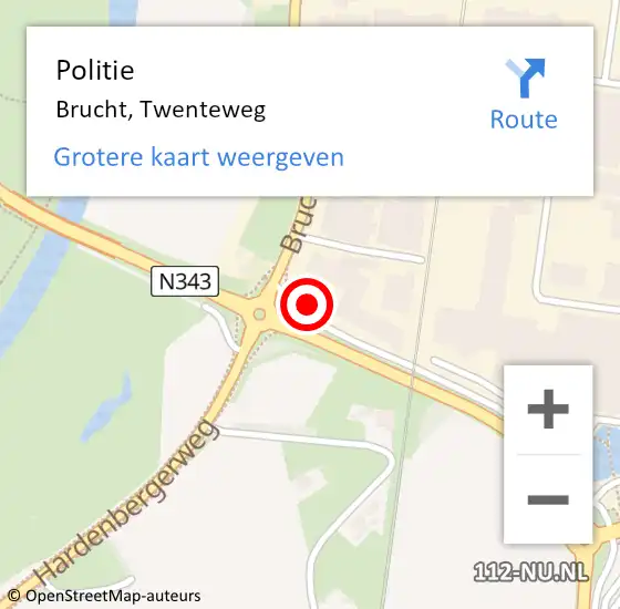 Locatie op kaart van de 112 melding: Politie Brucht, Twenteweg op 26 oktober 2023 14:58
