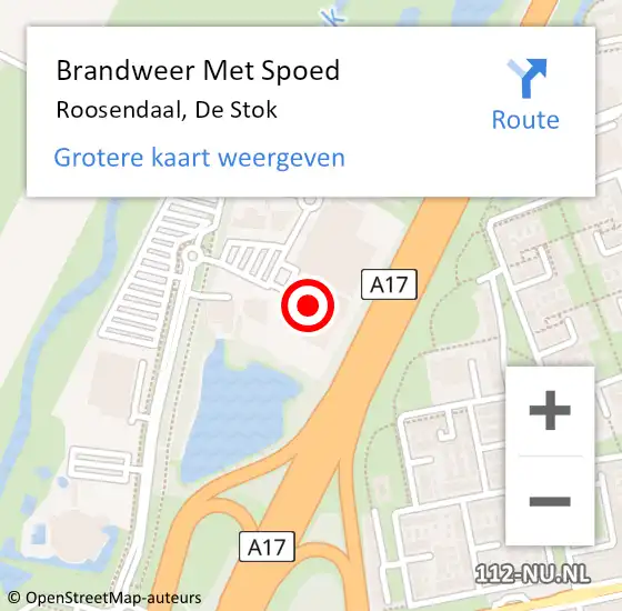 Locatie op kaart van de 112 melding: Brandweer Met Spoed Naar Roosendaal, De Stok op 26 oktober 2023 15:51