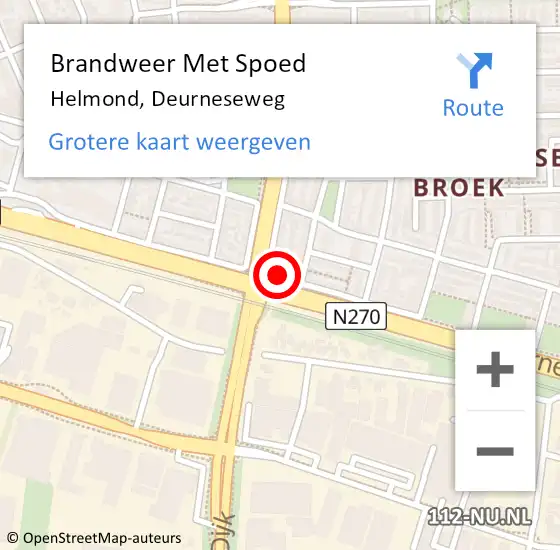 Locatie op kaart van de 112 melding: Brandweer Met Spoed Naar Helmond, Deurneseweg op 26 oktober 2023 15:59