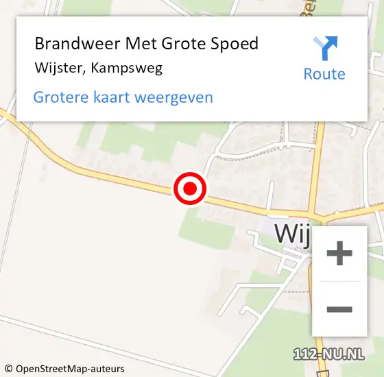 Locatie op kaart van de 112 melding: Brandweer Met Grote Spoed Naar Wijster, Kampsweg op 26 oktober 2023 16:14