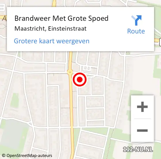 Locatie op kaart van de 112 melding: Brandweer Met Grote Spoed Naar Maastricht, Einsteinstraat op 26 oktober 2023 16:32