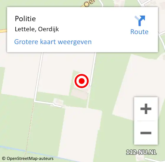 Locatie op kaart van de 112 melding: Politie Lettele, Oerdijk op 26 oktober 2023 16:46