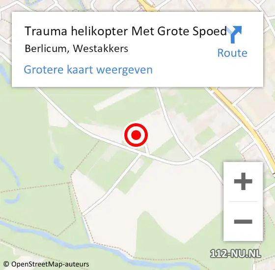 Locatie op kaart van de 112 melding: Trauma helikopter Met Grote Spoed Naar Berlicum, Westakkers op 26 oktober 2023 16:52
