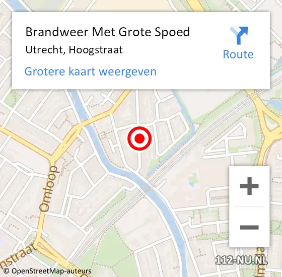 Locatie op kaart van de 112 melding: Brandweer Met Grote Spoed Naar Utrecht, Hoogstraat op 26 oktober 2023 17:27