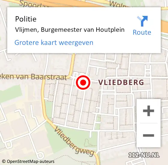 Locatie op kaart van de 112 melding: Politie Vlijmen, Burgemeester van Houtplein op 26 oktober 2023 17:44