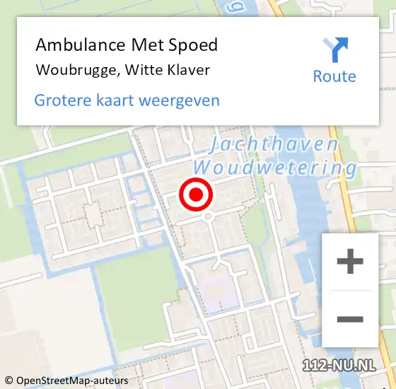 Locatie op kaart van de 112 melding: Ambulance Met Spoed Naar Woubrugge, Witte Klaver op 26 oktober 2023 17:55