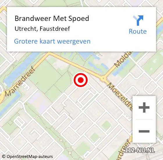 Locatie op kaart van de 112 melding: Brandweer Met Spoed Naar Utrecht, Faustdreef op 26 oktober 2023 17:56