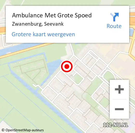 Locatie op kaart van de 112 melding: Ambulance Met Grote Spoed Naar Zwanenburg, Seevank op 26 oktober 2023 19:29