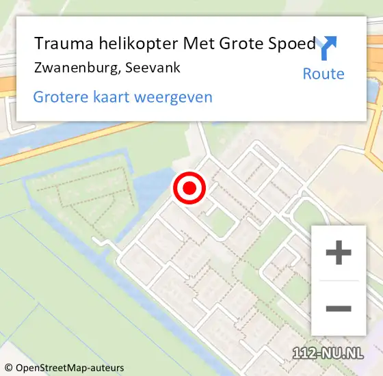 Locatie op kaart van de 112 melding: Trauma helikopter Met Grote Spoed Naar Zwanenburg, Seevank op 26 oktober 2023 19:35