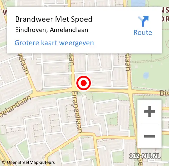 Locatie op kaart van de 112 melding: Brandweer Met Spoed Naar Eindhoven, Amelandlaan op 26 oktober 2023 20:04