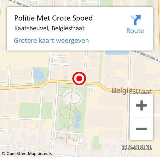 Locatie op kaart van de 112 melding: Politie Met Grote Spoed Naar Kaatsheuvel, Belgiëstraat op 26 oktober 2023 20:39