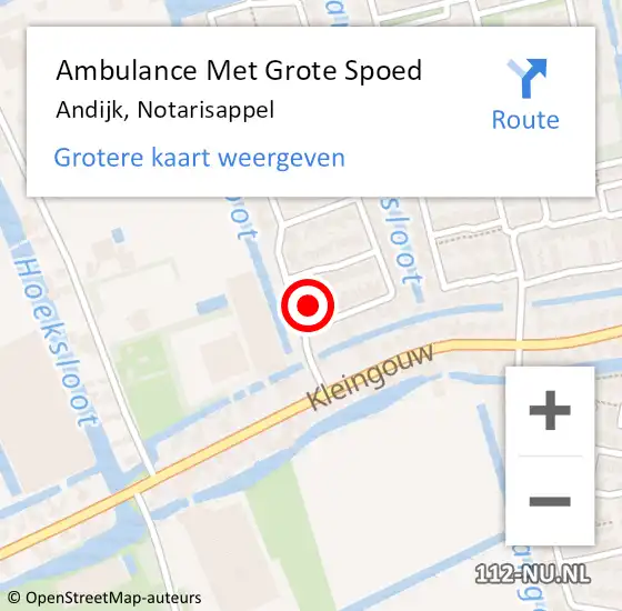 Locatie op kaart van de 112 melding: Ambulance Met Grote Spoed Naar Andijk, Notarisappel op 26 oktober 2023 21:02