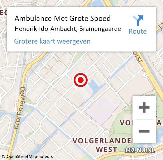 Locatie op kaart van de 112 melding: Ambulance Met Grote Spoed Naar Hendrik-Ido-Ambacht, Bramengaarde op 26 oktober 2023 22:46