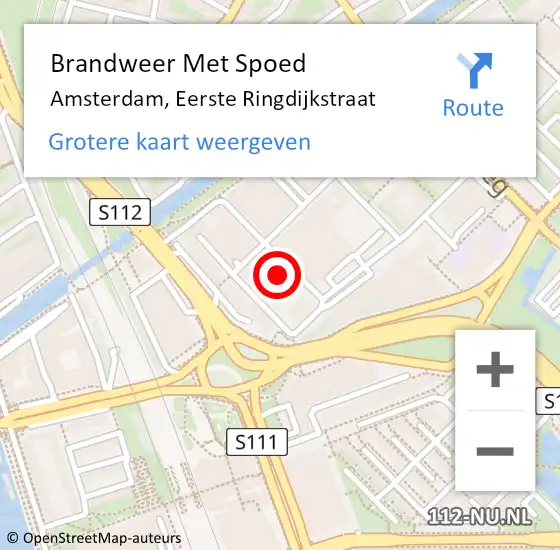 Locatie op kaart van de 112 melding: Brandweer Met Spoed Naar Amsterdam, Eerste Ringdijkstraat op 27 oktober 2023 00:45
