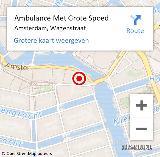 Locatie op kaart van de 112 melding: Ambulance Met Grote Spoed Naar Amsterdam, Wagenstraat op 27 oktober 2023 02:43