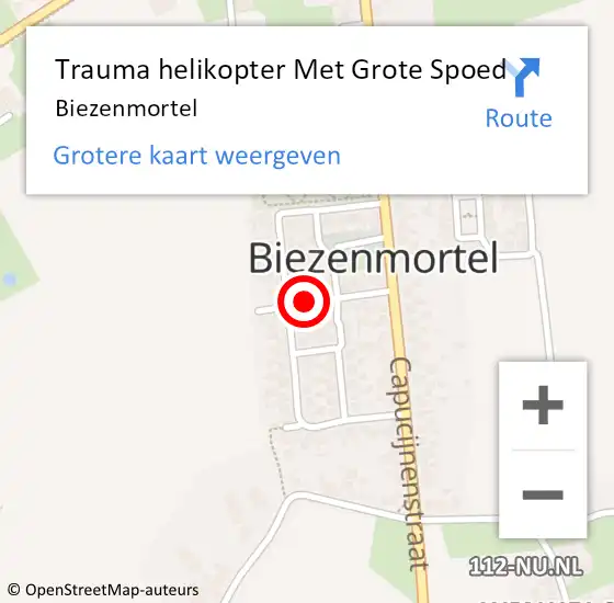 Locatie op kaart van de 112 melding: Trauma helikopter Met Grote Spoed Naar Biezenmortel op 27 oktober 2023 06:53