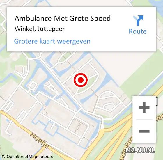 Locatie op kaart van de 112 melding: Ambulance Met Grote Spoed Naar Winkel, Juttepeer op 27 oktober 2023 07:15