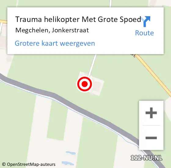 Locatie op kaart van de 112 melding: Trauma helikopter Met Grote Spoed Naar Megchelen, Jonkerstraat op 27 oktober 2023 07:57